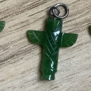 new vintage Jade carving Totem pole pendant charm (light-medium)
